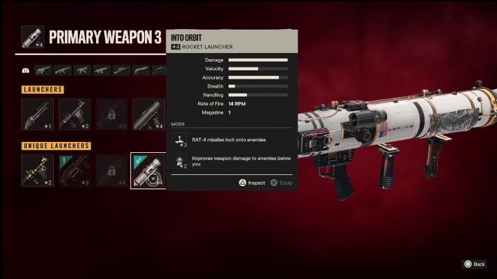 Besonderheiten: Into Orbit ist ein Launcher und hat folgende Modifikationen - Far Cry 6: Launchers, Einzigartige Waffen - Liste - Einzigartige Waffen - Far Cry 6 Guide