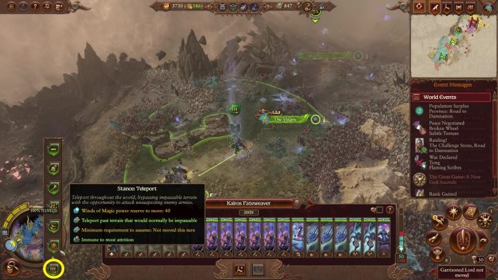 Sie können die Bewegungshaltung unter dem Porträt des Lords auswählen - Total War Warhammer 3: Tzeentch - Einzigartige Mechanik - Tzeentch - Total War Warhammer 3 Guide