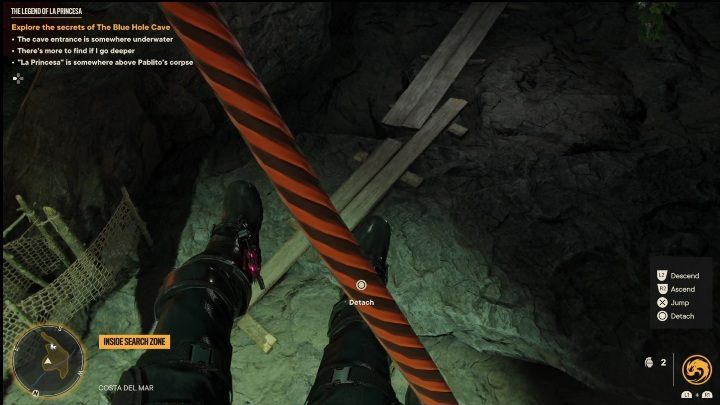 Klettere das Seil hinauf und springe zur Felsenplattform - Far Cry 6: The Legend of La Princesa - Treasure Hunt (Madrugada) - Madrugada - Far Cry 6 Guide