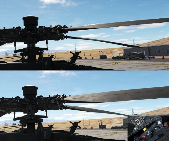 Durch Anheben des Collective-Hebels drehen sich die Rotorblätter und erzeugen einen immer größeren Anstellwinkel - DCS AH-64D Apache: Wie fliegt man einen Helikopter?  - Grundlagen - DCS AH-64 Apache Guide