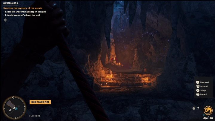 Sie können den Schatz dort sammeln, aber die Quest selbst wird abgeschlossen, indem Sie das Relikt auf dem Schrein sammeln – Far Cry 6: Okus Triada Relic – Treasure Hunts (Valle De Oro) – Valle De Oro – Far Cry 6 Guide