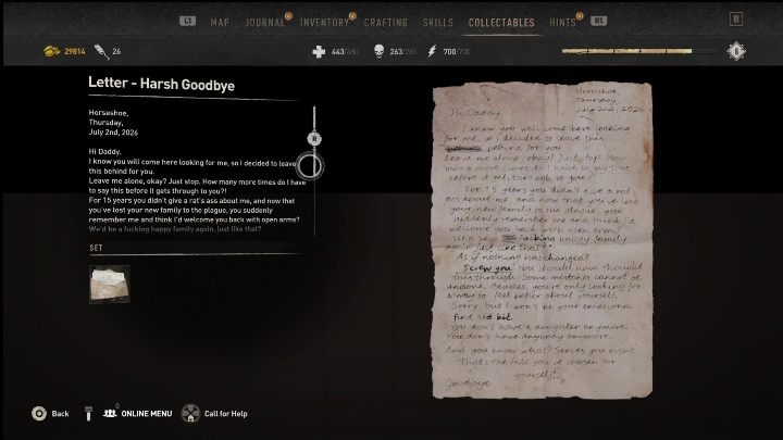 Dies ist eines der ersten Sammlerstücke, die Sie während des Spiels finden können - Dying Light 2: Mementos (Houndfield) - Liste aller - Houndfield - Dying Light 2 Guide