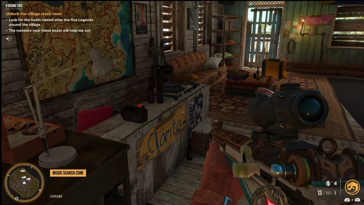 Die vierte Nummer liegt auf dem Schreibtisch, direkt neben dem gelben „Clarito“-Schild – Far Cry 6: A Rising Tide – Treasure Hunts (El Este) – El Este – Far Cry 6 Guide