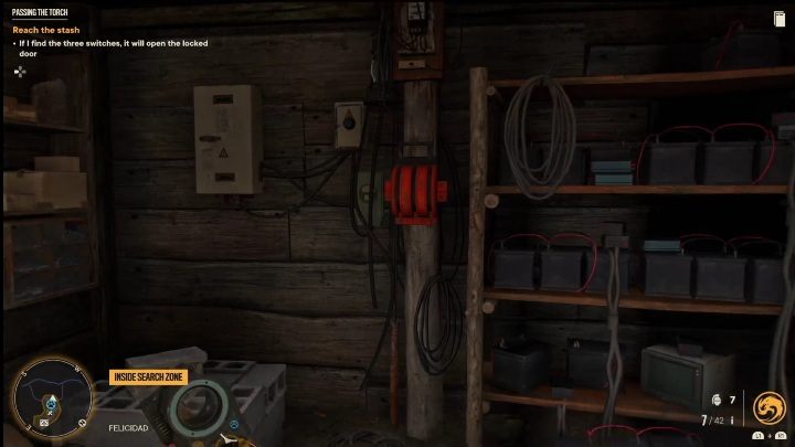Der nächste Schalter befindet sich in einem Holzgebäude, das als Hauswirtschaftsraum genutzt werden kann – Far Cry 6: Passing the Torch – Treasure Hunts (El Este) – El Este – Far Cry 6 Guide