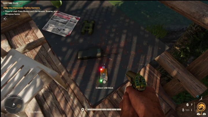 Sie finden den USB auf einem Metalltisch, auf der Terrasse eines der Holzhäuser – Far Cry 6: USB-Songs – Liste, Orte – Sonstiges – Far Cry 6 Guide