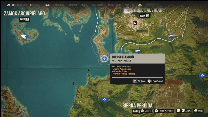 Standort: Auf einer Insel im östlichen Teil von Cruz Del Salvador – Far Cry 6: Valle de Oro – FND-Stützpunkte, Liste der militärischen Ziele – Fund-Stützpunkte – Far Cry 6 Guide