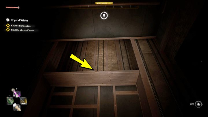 Betreten Sie den Aufzugsschacht und schauen Sie nach rechts, um einen weiteren Aufzug zu sehen – Dying Light 2: Crystal White – Komplettlösung – Nebenquests – Dying Light 2 Guide