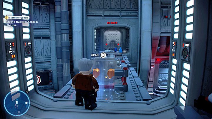 Im Hauptraum können Sie die Stromquelle nutzen, um den in Bild 1 gezeigten Aufzug zu betreiben – LEGO Skywalker Saga: Starkiller Queen – Komplettlösung – Episode 7 – Das Erwachen der Macht – LEGO Skywalker Saga Guide