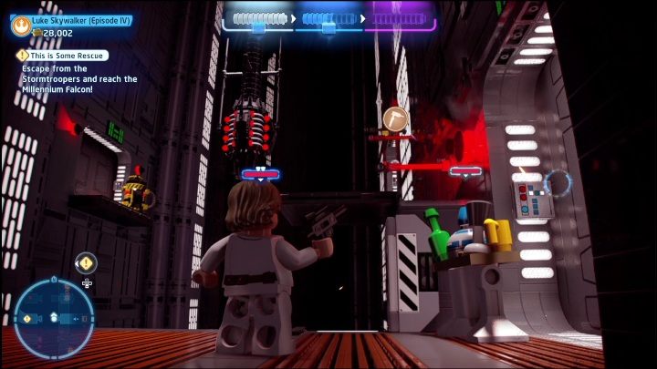 Nachdem Sie die letzte Tür in diesem Level geöffnet haben, sollten Sie aufhören, vorwärts zu rennen - LEGO Skywalker Saga: Eine neue Hoffnung - Liste der Sammlerstücke und Belohnungen - Minikits - LEGO Skywalker Saga Guide