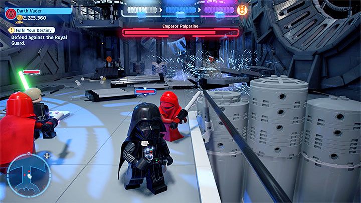 Der Imperator wird während des Kampfes Verstärkung anfordern - LEGO Skywalker Saga: Darth Vader und Imperator Palpatine - Boss, wie soll man schlagen?  - Chefs - LEGO Skywalker Saga Guide