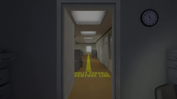 Dieses Mal werden Sie zu Beginn des Spiels von einer gelben Linie begrüßt – Stanley Parable Ultra Deluxe: Rechte Tür – alle Enden – Alle Enden – Stanley Parable Ultra Deluxe Game Guide