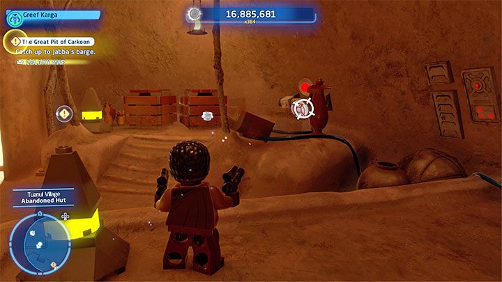 In der Hütte müssen Sie ein Rätsel lösen – LEGO Skywalker Saga: Tuanul Village – Liste aller Rätsel – Jakku – LEGO Skywalker Saga Guide