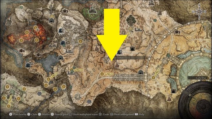 Das Amber Starlight befindet sich in dem im obigen Screenshot markierten Bereich – Elden Ring: Seluvis – Komplettlösung, Lösung – Quests – Elden Ring Guide