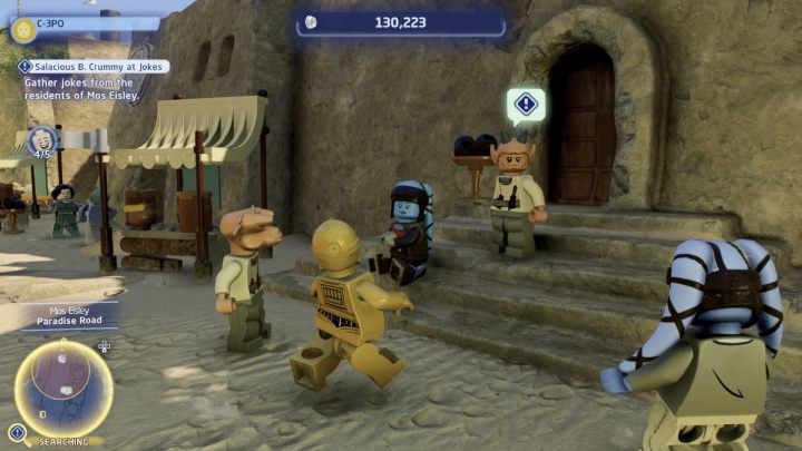 Die Suche nach dem letzten Witz führt Sie zu dem Mann, der auf der Treppe steht – LEGO Skywalker Saga: Salacious B. Crummy at Jokes – Komplettlösung – Tatooine – die Wüste von Jundland – LEGO Skywalker Saga Guide