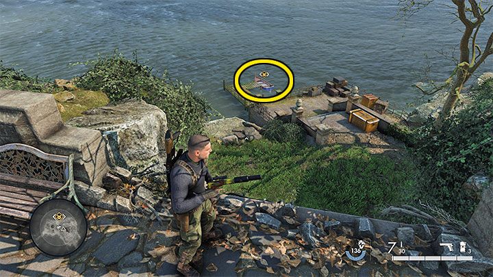 Letztendlich müssen Sie in Richtung der nördlichsten Insel gehen – zum Strand hinuntergehen und im seichten Wasser spazieren gehen – Sniper Elite 5: Evakuierung (Mission 3) – Komplettlösung – Mission 3 – Spy Academy – Sniper Elite 5 Guide, Walkthrough