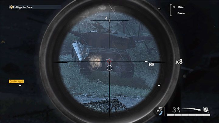 Die beiden Panzer, die das Gebiet südlich des Außenpostens bewachen, stellen ein größeres Problem dar – Sniper Elite 5: Umgehe die Außenposten (Mission 7) – Komplettlösung – Mission 7 – Geheime Waffen – Sniper Elite 5 Guide, Komplettlösung