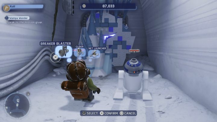 Während Sie den astromechanischen Droiden steuern, öffnen Sie die Tür, die zum Questgeber führt - LEGO Skywalker Saga: Wampa Wander - Komplettlösung - Hoth - Echobasis - LEGO Skywalker Saga Guide