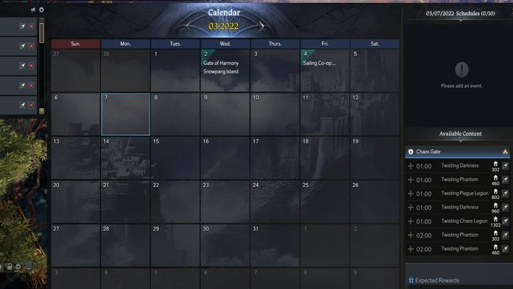Informationen zu den Dungeons können im Haupt- und Nebenkalender für den Tag abgerufen werden - Lost Ark: Chaos Gate - was ist das?  - Kalenderereignisse - Lost Ark Guide
