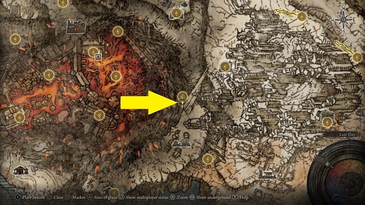 Nachdem Sie sich mit Maggie befasst haben, gehen Sie weiter und gehen Sie zur Klippe im Nordwesten - Elden Ring: Legendary Sorceries and Incantations - Trophäenführer - Elden Ring Guide