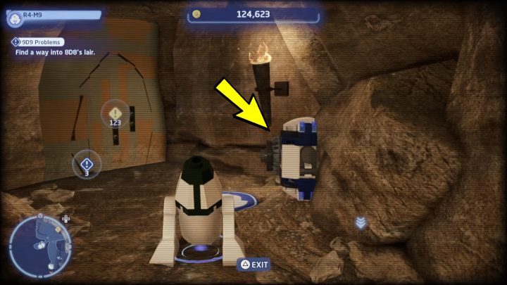 Nähere dich der Maschine und wähle den 1. Befehl – ​​Droide – LEGO Skywalker Saga: 9D9 Probleme – Komplettlösung – Tatooine – die Wüste von Jundland – LEGO Skywalker Saga Guide