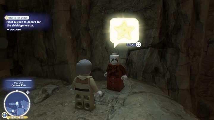 Wenn Sie dem NPC alle 6 Steine ​​liefern, ist die Quest abgeschlossen und Sie erhalten Zugang zu einem der Rätsel in der Stadt Pau - LEGO Skywalker Saga: Rockmusik - Komplettlösung - Utapau - Stadt Pau - LEGO Skywalker Saga Guide