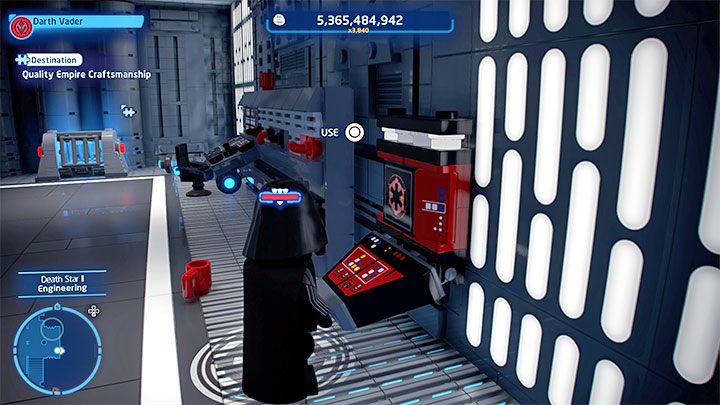 Zerstöre die Objekte in der Nähe des Containers mit dem Stein und du kannst mit dem Bau beginnen - LEGO Skywalker Saga: Todesstern II (Todesstern II) - Freischalten und Liste aller Rätsel - Flaggschiffe - LEGO Skywalker Saga Guide