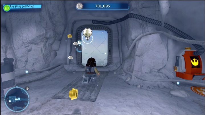 Dieser Stein befindet sich in einem Raum, der mit einer Metalltür verschlossen ist - LEGO Skywalker Saga: Echo Base - Liste aller Rätsel - Hoth - LEGO Skywalker Saga Guide