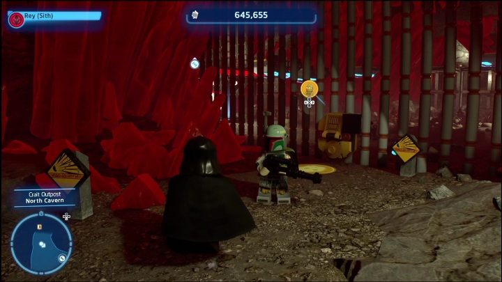 In der nördlichen Höhle benötigen Sie einen Protokolldroiden, der das Terminal aktiviert und die Kontrolle über den Droiden im Raum übernimmt - LEGO Star Wars The Skywalker Saga: Criat Outpost - Liste aller Rätsel - Criat - LEGO Skywalker Saga Guide