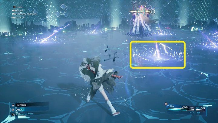 Achten Sie beim Bewegen in der Arena auf von Ramuh abgefeuerte Projektile und stehen Sie nicht in Bereichen, die von einem lila statischen Feld bedeckt sind – wenn Sie darauf treten, wird Yuffie für einen kurzen Moment bewegungsunfähig – Kampfsimulator – Komplettlösung – Nebenquests – Final Fantasy 7 Remake-Leitfaden