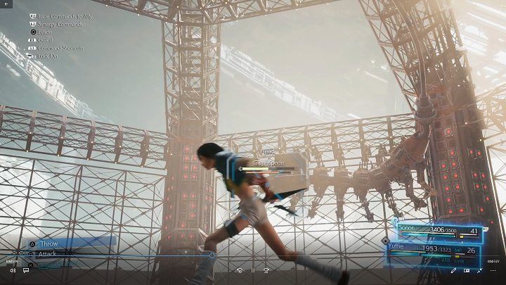 Sobald Sie alle Kampfdrohnen zerstört haben, greift Gigantipede mit seinem Schwanz nach den Barrieren über der Arena und führt einen Schlag von oben aus - Gigantipede - Boss, wie zu schlagen?  - Bosse - Final Fantasy 7 Remake-Leitfaden