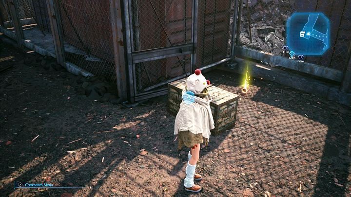 Chakra Materia Nr. 2 befindet sich an der im obigen Screenshot gezeigten Position – Final Fantasy VII Remake Intermission: Second Chakra Materia – Position – Sektor 7: Slums – Final Fantasy 7 Remake Guide
