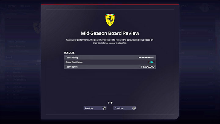 Board Review findet in der Mitte der Saison und am Ende der Saison statt – F1 Manager 2022: Finanzen und Vorstand – Grundlagen – F1 Manager 2022 Guide