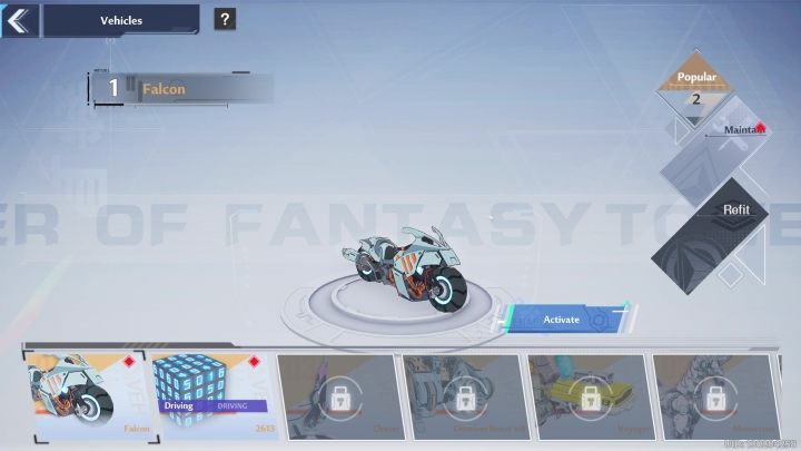 Wie bereits erwähnt, ist der Falcon das erste Fahrzeug, das Ihrer Sammlung hinzugefügt wird – Tower of Fantasy: Vehicles – Liste aller, wie entsperren?  - Grundlagen - Tower of Fantasy Guide