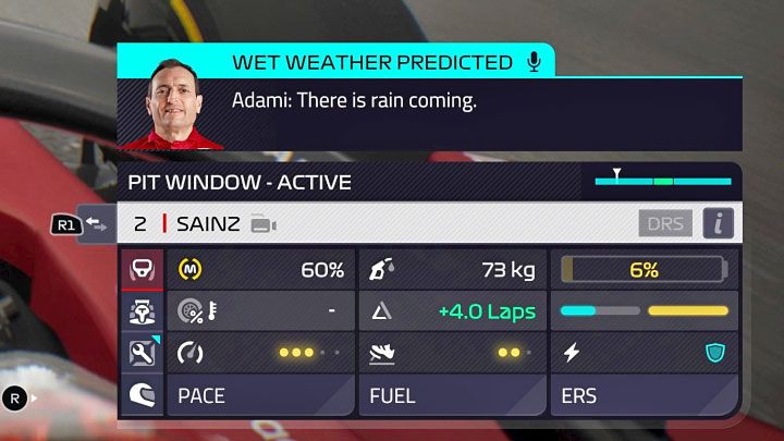 Wenn Sie die Vorhersage nicht regelmäßig überprüfen, können die Renningenieure Sie auch über den bevorstehenden Regen informieren - F1 Manager 2022: Wetteränderungen und Vorhersage - wie überprüfen und wie anpassen?  - Häufig gestellte Fragen - F1 Manager 2022-Leitfaden