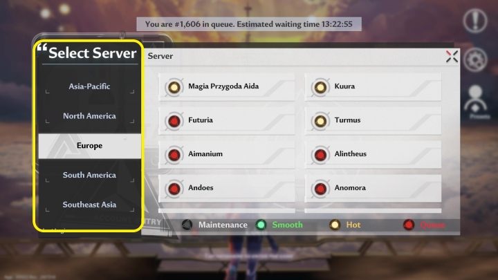 Auf der linken Seite sehen Sie die Serverliste - Tower of Fantasy: Serverauswahl - spielt das eine Rolle?  - FAQ - Tower of Fantasy-Leitfaden