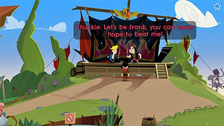 Die „Kampfarena“ befindet sich oben auf dem Bildschirm – Rückkehr nach Monkey Island: Vorspiel – Komplettlösung – Vorspiel – Eine unerwartete Geschichte beginnt – Komplettlösung zur Rückkehr nach Monkey Island