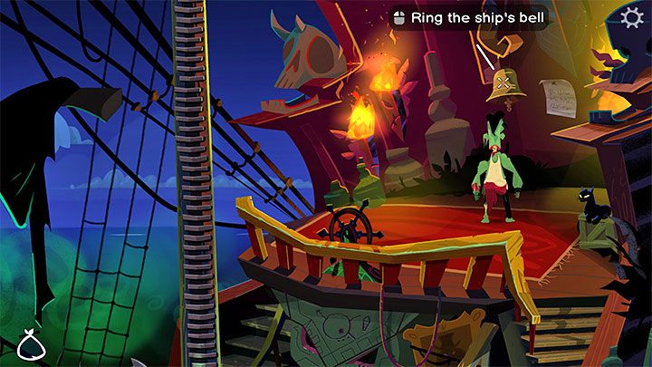Erreichen Sie das Hauptdeck und gehen Sie direkt zum Ruderbereich - Rückkehr nach Monkey Island: Lernen Sie die Geheimnisse von LeChuck kennen - Komplettlösung - Teil 3 - Rückkehr nach Monkey Island - Komplettlösung zur Rückkehr nach Monkey Island