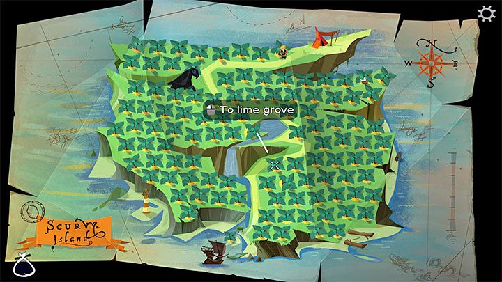 Der Inhalt der Notiz enthält Informationen über Elaines Aufenthaltsort – der Ort ist bei jedem Durchspielen zufällig – Rückkehr nach Monkey Island: Holen Sie sich die 5 Schlüssel für den Tresor – Komplettlösung – Teil 4 – Die Dinge werden kompliziert – Komplettlösung für die Rückkehr nach Monkey Island