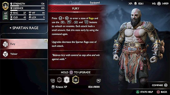 Das Aufrüsten von Spartan Rage mit XP ist wichtig - God of War Ragnarok: Wie erhalte ich Erfahrungspunkte (XP)?  - Charakterentwicklung - God of War Ragnarok Guide