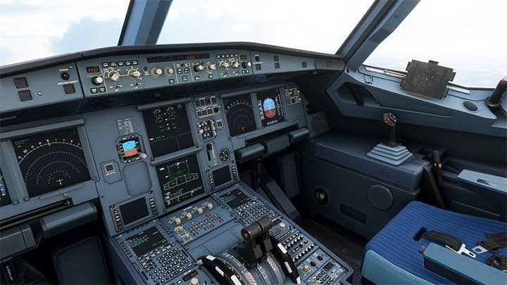 The default cockpit view is attached to the captains seat and allows you to look around with the right mouse button pressed, and zoom in and out with the mouse roll - Microsoft Flight Simulator: Cockpit of a passenger aircraft - Passenger aircraft - Microsoft Flight Simulator 2020 Guide