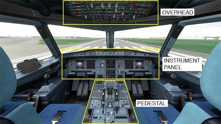 The cockpit of virtually every modern passenger aircraft consists of three main spaces important to the pilot - Microsoft Flight Simulator: Cockpit of a passenger aircraft - Passenger aircraft - Microsoft Flight Simulator 2020 Guide