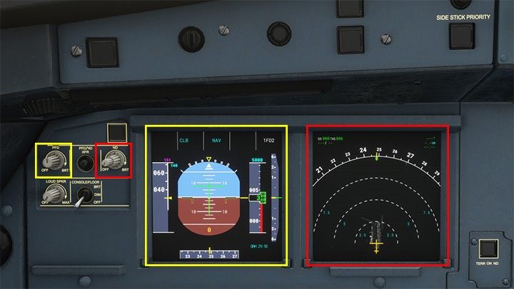 The left monitor is the Primary Flight Display (PFD) - Microsoft Flight Simulator: Cockpit of a passenger aircraft - Passenger aircraft - Microsoft Flight Simulator 2020 Guide