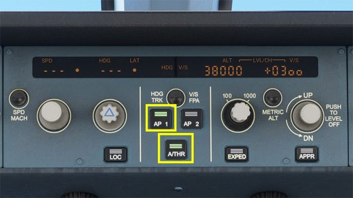 Die wichtigste Taste ist AP 1 zum Aktivieren des Autopiloten - Microsoft Flight Simulator: Autopilot in einem Passagierflugzeug - Passagierflugzeug - Microsoft Flight Simulator 2020 Guide