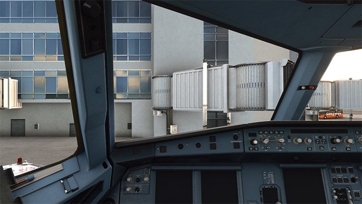 Sie finden sich im dunklen und kalten Cockpit eines vor dem Terminal geparkten Airbus A320 wieder - Microsoft Flight Simulator: Flugvorbereitung und Kaltstart - Beispielflug - Microsoft Flight Simulator 2020 Guide