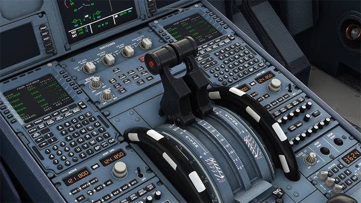 Stellen Sie den Gashebel auf Vollgas (TOGA) – das Flugzeug beginnt entlang der Landebahn zu beschleunigen – Microsoft Flight Simulator: Rollen und Abheben eines Passagierflugzeugs – Beispielflug – Microsoft Flight Simulator 2020 Guide