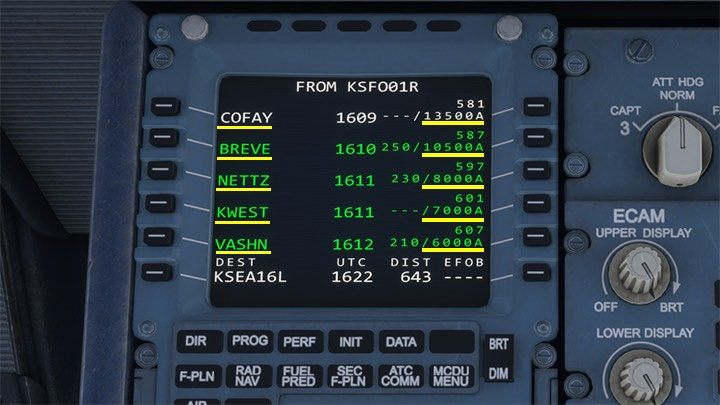 Hilfreich ist hier der Flugplan im MCDU-Rechner - Microsoft Flight Simulator: Wann soll der Sinkflug beginnen?  - Beispielflug - Microsoft Flight Simulator 2020 Guide