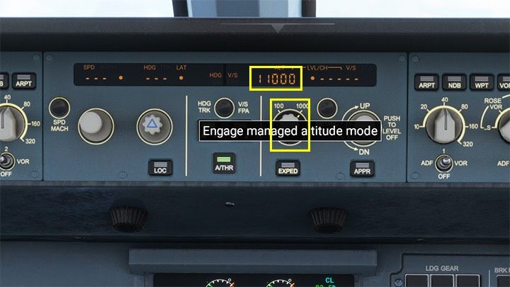 Sie können den Sinkflug auf die gleiche Weise wie den Aufstieg einstellen, indem Sie den Autopilot-Knopf einstellen und die kontrollierte Höhe drücken (oder auswählen, wenn das Flugzeug aus irgendeinem Grund nicht auf die Änderung reagiert) - Microsoft Flight Simulator: Wann mit dem Sinkflug beginnen?  - Beispielflug - Microsoft Flight Simulator 2020 Guide