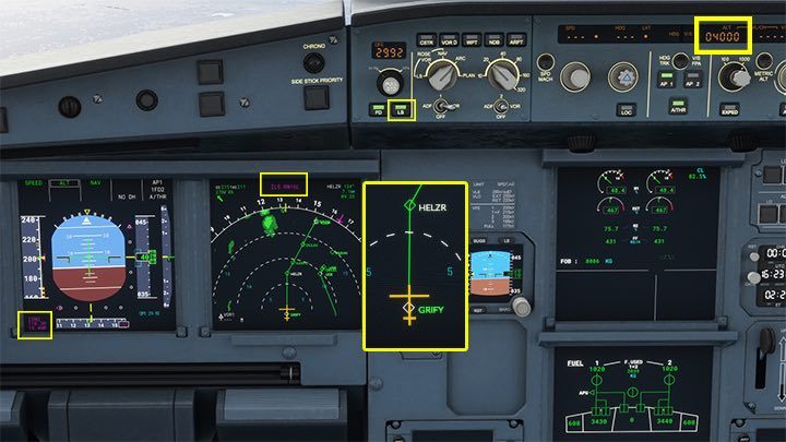 From an earlier check of the navigational points, it was clear that the HELZR point requires an altitude of 4000 feet - Microsoft Flight Simulator: ILS landing - Passenger aircraft - Example flight - Microsoft Flight Simulator 2020 Guide
