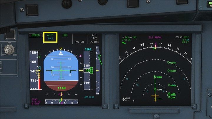 APPR mode is indicated on the PFD monitor as letters G / S (or Glide Slope) - Microsoft Flight Simulator: ILS landing - Passenger aircraft - Example flight - Microsoft Flight Simulator 2020 Guide