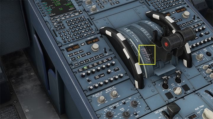 When the aircraft is on the runway, set the throttles to reverse, that is, the red box marked as REV - Microsoft Flight Simulator: ILS landing - Passenger aircraft - Example flight - Microsoft Flight Simulator 2020 Guide